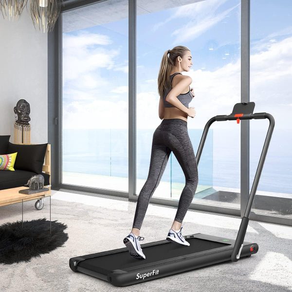 2 in 1 Folding Treadmill, 2.25HP Under Desk Electric Superfit Treadmill - Prioka