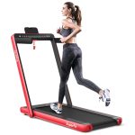 2 in 1 Folding Treadmill with Dual Display, 2.25HP Superfit Under Desk Electric Pad - Prioka