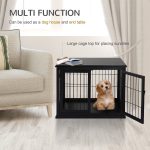 26'' Wooden Decorative Dog Cage Pet Crate Kennel with Double Door Entrance & a Simple Modern Design  Black - Image 2