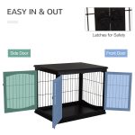 26'' Wooden Decorative Dog Cage Pet Crate Kennel with Double Door Entrance & a Simple Modern Design  Black - Image 3