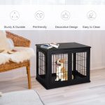 26'' Wooden Decorative Dog Cage Pet Crate Kennel with Double Door Entrance & a Simple Modern Design  Black - Image 7