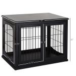 26'' Wooden Decorative Dog Cage Pet Crate Kennel with Double Door Entrance & a Simple Modern Design  Black - Image 6