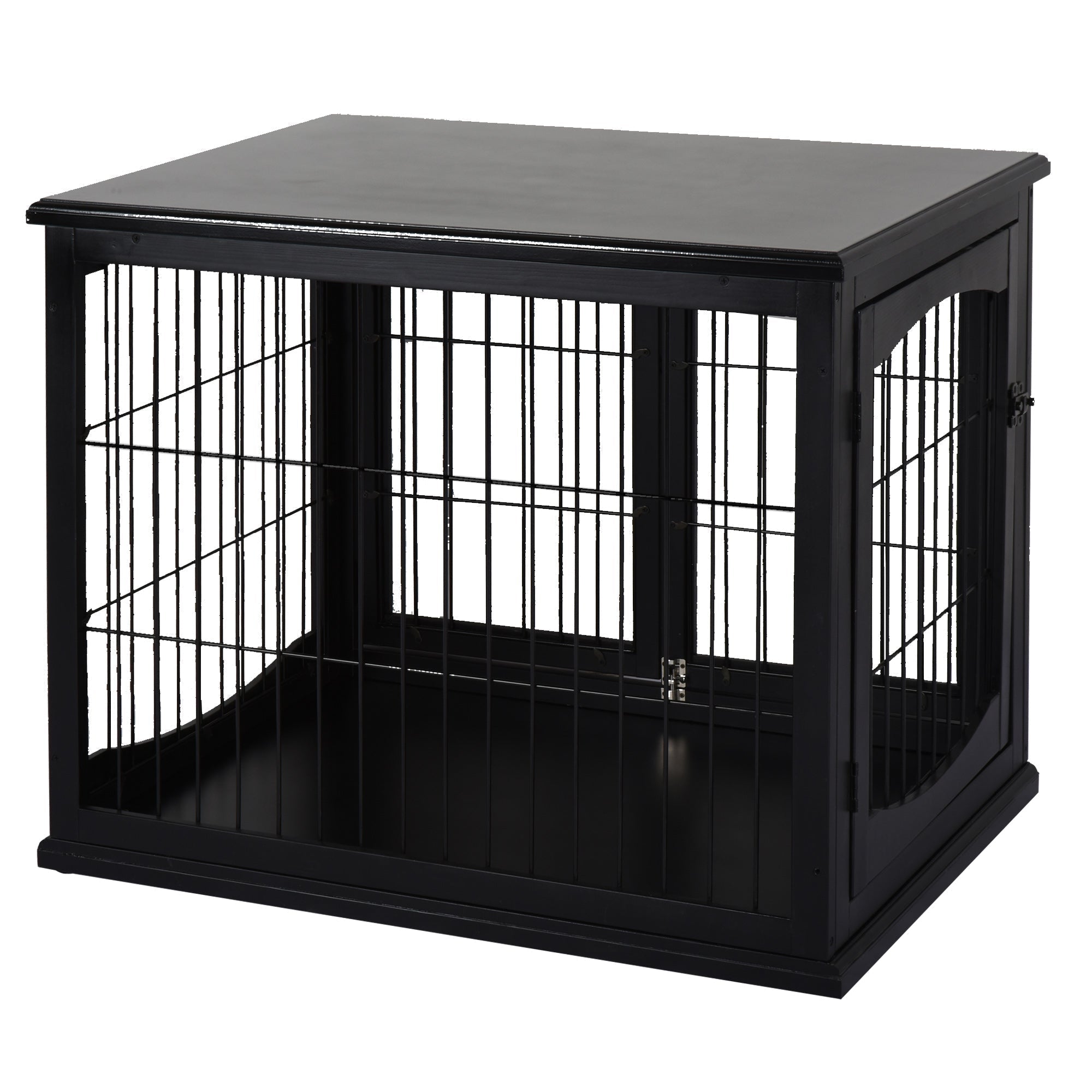 26-wooden-decorative-dog-cage-pet-crate-kennel-with-double-door-entrance-a-simple-modern-design-black-9886261-5 26'' Wooden Decorative Dog Cage Pet Crate Kennel with Double Door Entrance & a Simple Modern Design Black - Image 1