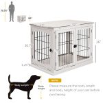 26" Wooden Dog Crate, Furniture Style Pet Cage Kennel, End Table, with Lockable Double Door Entrance, and Top Shelf, White - Image 5