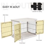 26" Wooden Dog Crate, Furniture Style Pet Cage Kennel, End Table, with Lockable Double Door Entrance, and Top Shelf, White - Image 3