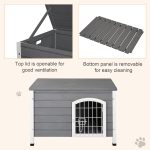 31"L Wooden Decorative Dog Cage Kennel Wire Door with Lock Small Animal House with Openable Top Removable Bottom Grey - Image 6