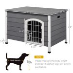 31"L Wooden Decorative Dog Cage Kennel Wire Door with Lock Small Animal House with Openable Top Removable Bottom Grey - Image 3
