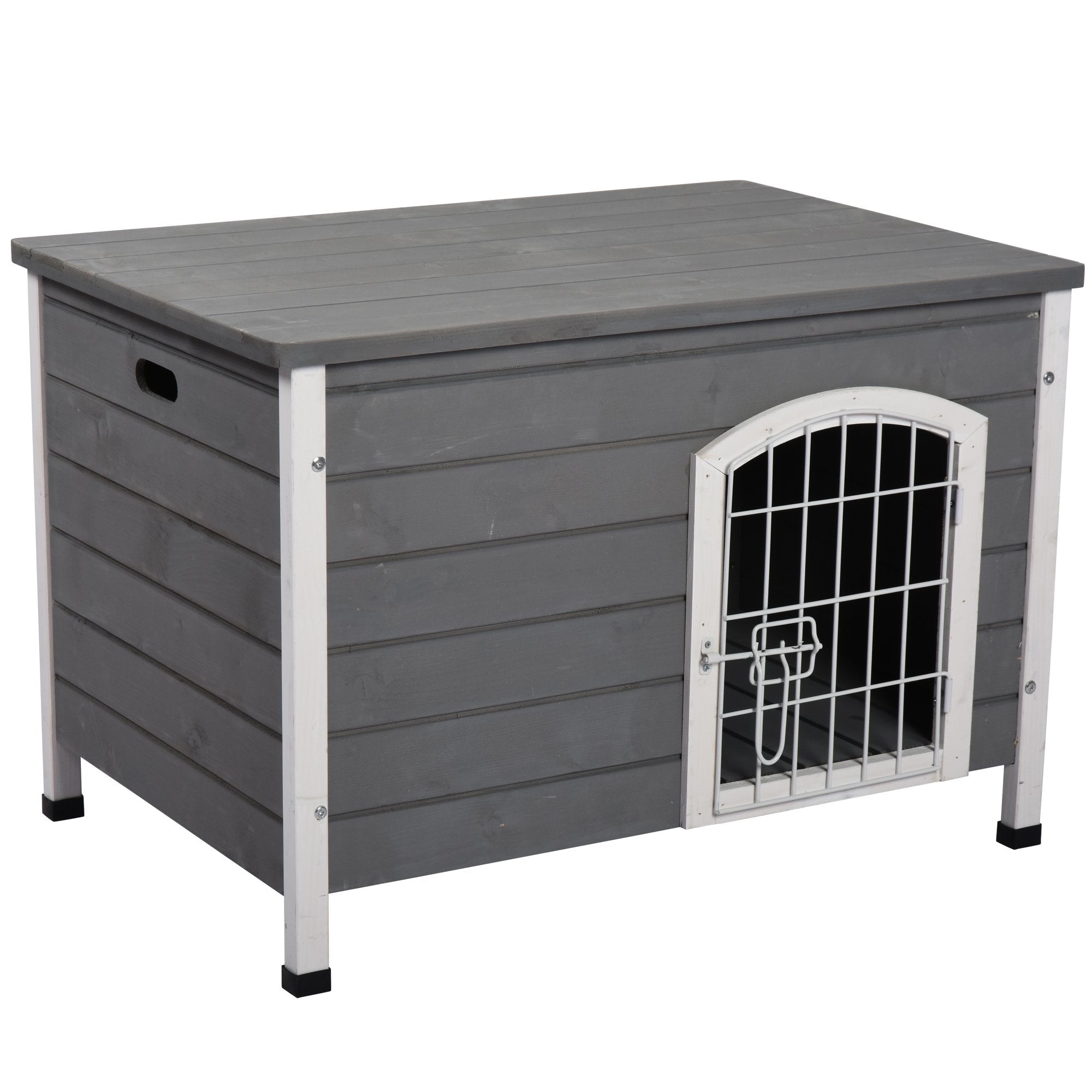 31l-wooden-decorative-dog-cage-kennel-wire-door-with-lock-small-animal-house-with-openable-top-removable-bottom-grey-8758748 31"L Wooden Decorative Dog Cage Kennel Wire Door with Lock Small Animal House with Openable Top Removable Bottom Grey - Image 1