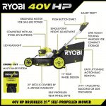 40V HP Brushless 21 in. Cordless Battery Walk Behind Dual-Blade Self-Propelled Mower - Image 12