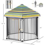 47" Heavy-duty Pet Playpen Kennel with Door & Removable Cover 6 Panels Freestanding Puppy Crate Fence for Small Medium Sized Dogs - Image 3
