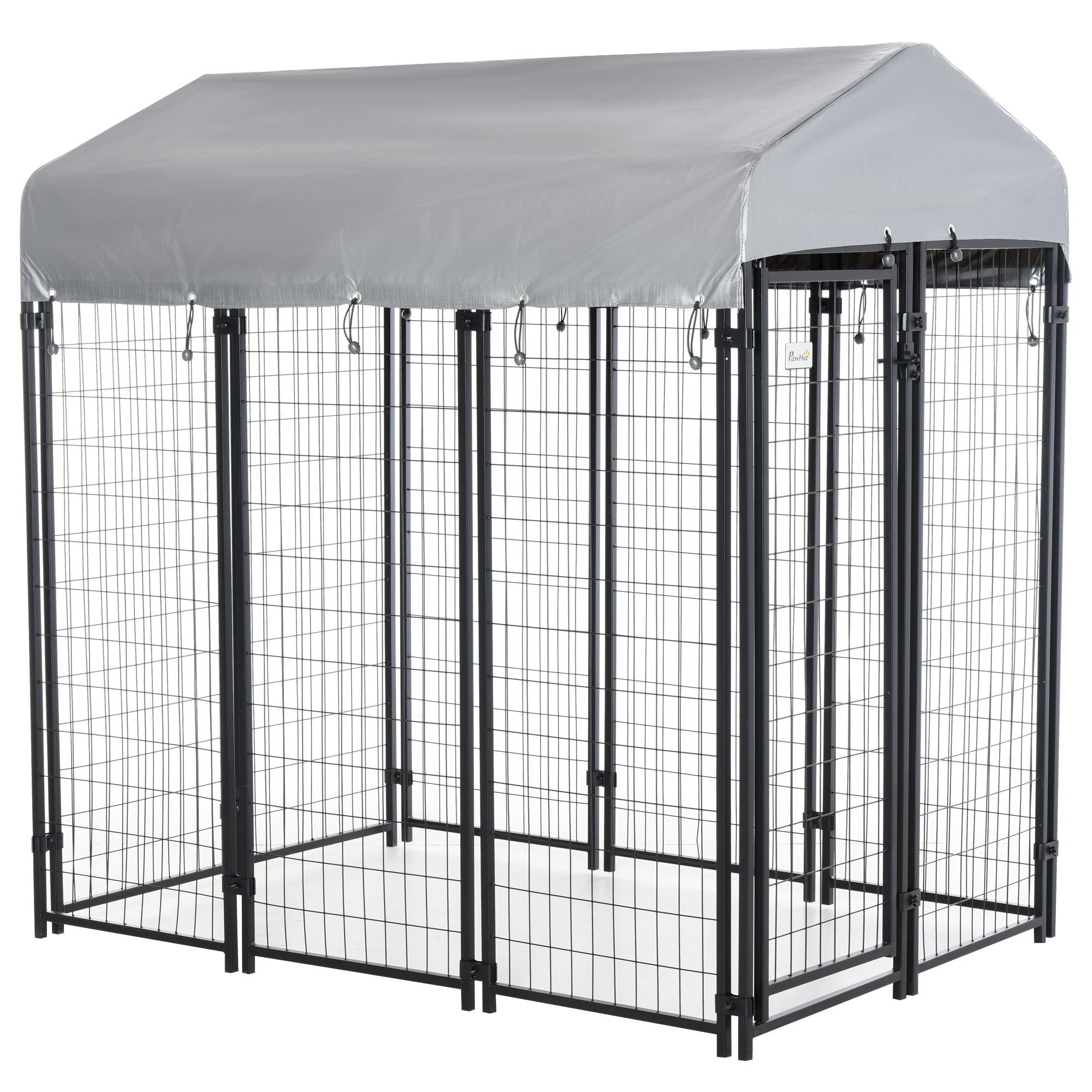 6-x-4-x-6-large-dog-kennel-outdoor-steel-fence-with-uv-resistant-oxford-cloth-roof-secure-lock-2947582 6' x 4' x 6' Large Dog Kennel Outdoor Steel Fence with UV-Resistant Oxford Cloth Roof & Secure Lock - Image 1