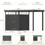 6×8 Metal Storage Shed with 7×8 Pergola Covered Porch - Image 11