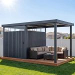 6×8 Metal Storage Shed with 7×8 Pergola Covered Porch - Image 15