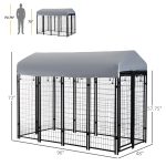 8' x 4' x 6' Large Dog Kennel Outdoor Steel Fence with UV-Resistant Oxford Cloth Roof & Secure Lock - Image 4