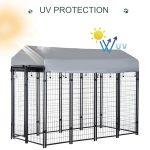 8' x 4' x 6' Large Dog Kennel Outdoor Steel Fence with UV-Resistant Oxford Cloth Roof & Secure Lock - Image 8