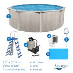 Aquarian Phoenix 21' x 52" Steel Frame Above Ground Swimming Pool Kit with Pump - Image 3