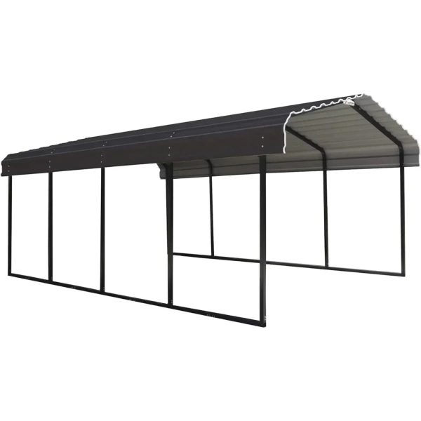 Arrow 12 x 20 x 7 ft Steel Carport Kit, Eggshell - Prioka