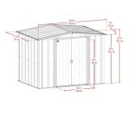 Arrow Newport 8 x 6 ft. Two-Tone Eggshell & Coffee Galvanized Metal Storage Shed with Sliding Lockable Doors - Image 5