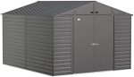 Arrow Select 10′ x 12′ Outdoor Lockable Steel Storage Shed Building, Charcoals - Prioka