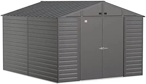 Arrow Select 10′ x 12′ Outdoor Lockable Steel Storage Shed Building, Charcoals - Prioka