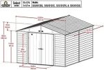 Arrow Select 10′ x 12′ Outdoor Lockable Steel Storage Shed Building, Charcoals - Image 3