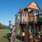 Backyard Discovery Canyon Creek Wooden Swing Set with Slide and Rock Wall - Image 5