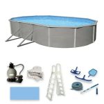 Belize 12-ft x 24-ft Oval 52-in Deep 6-in Top Rail Metal Wall Swimming Pool Package - Image 3