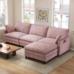 Bergenfield Furniture 102 Inch L Shaped Modular Sectional Sofa 3 Seater Cloud Couch with Ottoman Deep Seat - Image 2