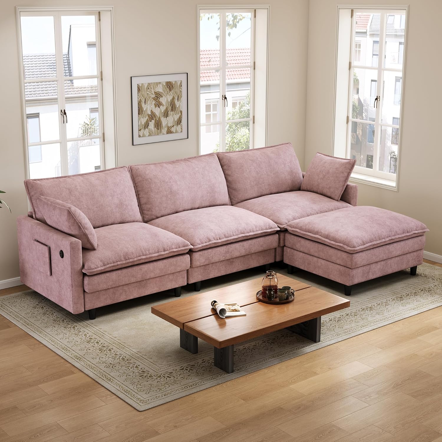 bergenfield-furniture-102-inch-l-shaped-modular-sectional-sofa-3-seater-cloud-couch-with-ottoman-deep-seat-6336466 Bergenfield Furniture 102 Inch L Shaped Modular Sectional Sofa 3 Seater Cloud Couch with Ottoman Deep Seat - Image 1