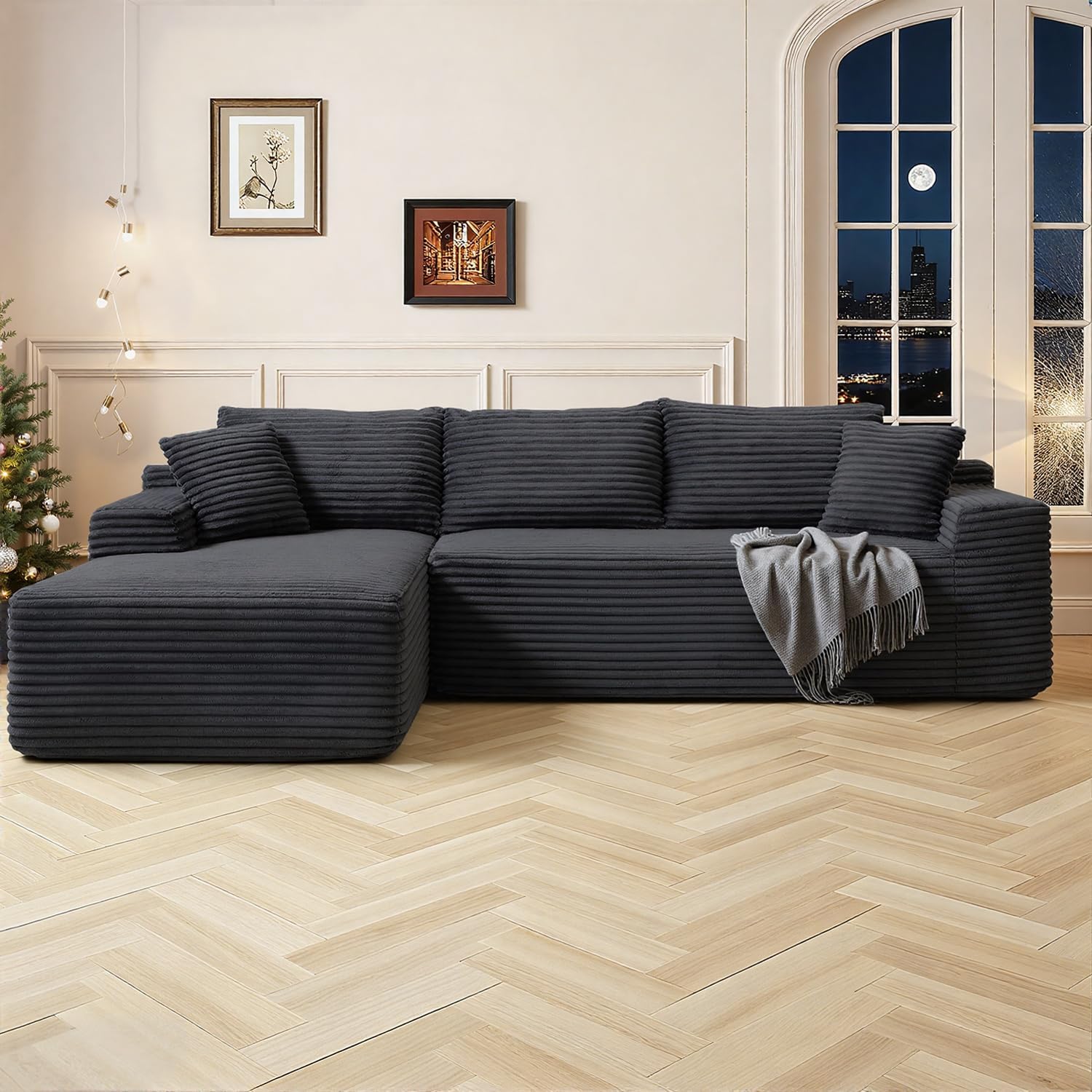 bergenfield-furniture-cloud-sectional-couch-modern-modular-sectional-sofa-deep-seat-corduroy-7708275-1 Bergenfield Furniture Cloud Sectional Couch Modern Modular Sectional Sofa Deep Seat Corduroy - Image 1