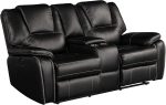 Bergenfield Furniture Manual Recliner Sofa Set Bonded Leather Reclining Loveseat Couch Living Room Black - Image 4