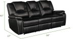 Bergenfield Furniture Manual Recliner Sofa Set Bonded Leather Reclining Loveseat Couch Living Room Black - Image 2
