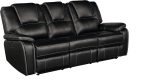 Bergenfield Furniture Manual Recliner Sofa Set Bonded Leather Reclining Loveseat Couch Living Room Black - Image 3