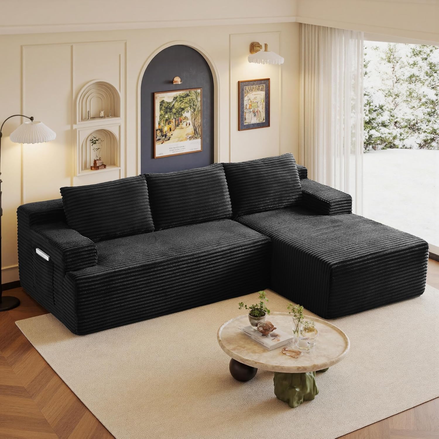 bergenfield-furniture-sectional-couch-cloud-sofa-l-shaped-upholstered-modular-sectional-couch-with-chaise-boneless-modern-living-room-sofa-1725876 Bergenfield Furniture Sectional Couch Cloud Sofa L Shaped Upholstered Modular Sectional Couch with Chaise Boneless Modern Living Room Sofa - Image 1