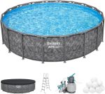 Bestway APX 365 18’x52″ Round Above Ground Swimming Pool Set with Pump & Ladders - Prioka