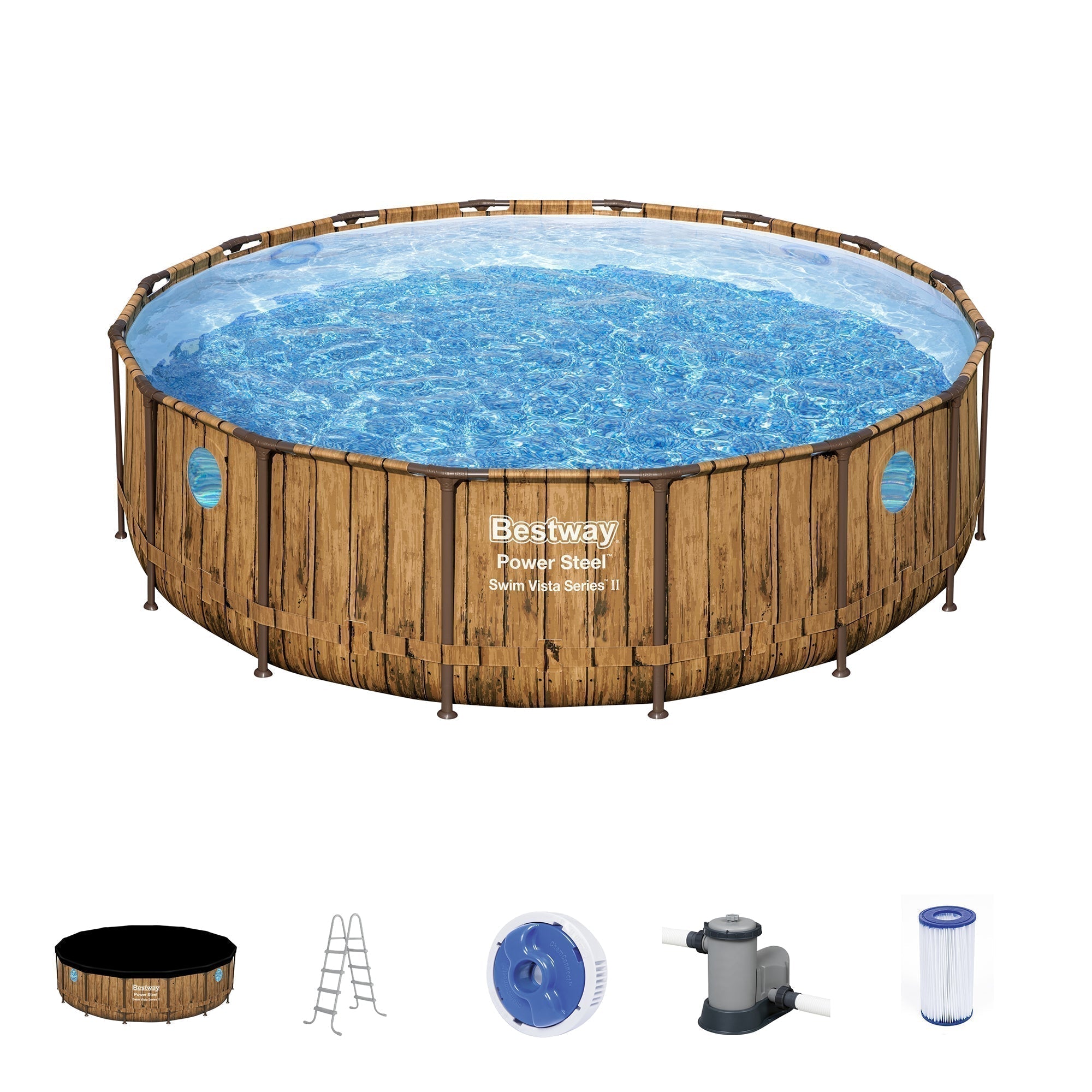 bestway-power-steel-swim-vista-16-x-48-round-above-ground-swimming-pool-set-1576767-8 Bestway Power Steel Swim Vista 16' x 48" Round Above Ground Swimming Pool Set - Image 1
