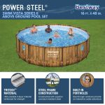 Bestway Power Steel Swim Vista 16' x 48" Round Above Ground Swimming Pool Set - Image 9