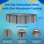 Blue Wave San Pedro 24-ft Round 52-in Deep 6-in Top Rail Above Ground Steel Wall Swimming Pools - Image 3