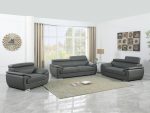 Carter Leather Seating Set – Gray - Image 7