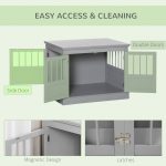 Cat Litter Box Enclosure with Magnetic Doors, Cat Washroom Nightstand with Large Top, Hidden Litter Box Side Table with Latches, Dark Grey - Image 2