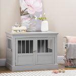 Cat Litter Box Enclosure with Magnetic Doors, Cat Washroom Nightstand with Large Top, Hidden Litter Box Side Table with Latches, Dark Grey - Image 3