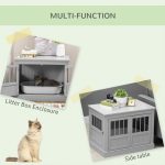 Cat Litter Box Enclosure with Magnetic Doors, Cat Washroom Nightstand with Large Top, Hidden Litter Box Side Table with Latches, Dark Grey - Image 5