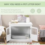 Cat Litter Box Enclosure with Magnetic Doors, Cat Washroom Nightstand with Large Top, Hidden Litter Box Side Table with Latches, White - Image 6
