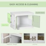Cat Litter Box Enclosure with Magnetic Doors, Cat Washroom Nightstand with Large Top, Hidden Litter Box Side Table with Latches, White - Image 2