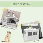 Cat Litter Box Enclosure with Magnetic Doors, Cat Washroom Nightstand with Large Top, Hidden Litter Box Side Table with Latches, White - Image 5