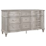Coaster Fine Furniture Evangeline Bedroom Set ? Glam Silver Oak Finish, Double Arch Tufted Headboard, USB Nightstand & Felt-Lined Drawers - Image 2