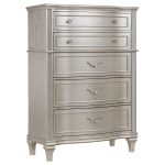Coaster Fine Furniture Evangeline Bedroom Set ? Glam Silver Oak Finish, Double Arch Tufted Headboard, USB Nightstand & Felt-Lined Drawers - Image 8