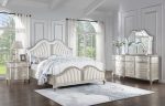 Coaster Fine Furniture Evangeline Bedroom Set – Glam Silver Oak Finish, Double Arch Tufted Headboard, USB Nightstand & Felt-Lined Drawers - Prioka