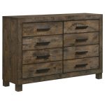 Coaster Fine Furniture Woodmont Bedroom Set ? Rustic Golden Brown Wire-Brushed Hardwood with Storage Drawers & Bar Handles - Image 3