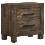 Coaster Fine Furniture Woodmont Bedroom Set ? Rustic Golden Brown Wire-Brushed Hardwood with Storage Drawers & Bar Handles - Image 2
